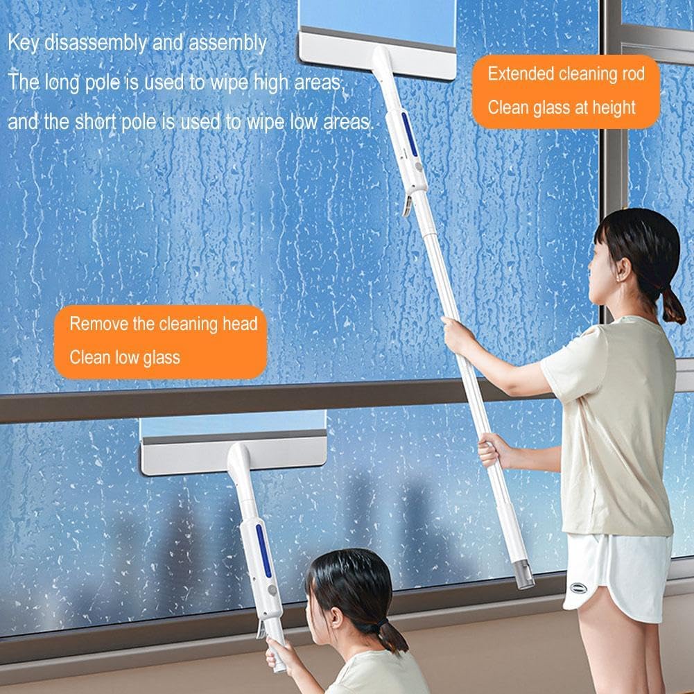 3-in-1 Window Cleaner with Extendable Handle and Microfiber Cloths for Streak-Free Glass