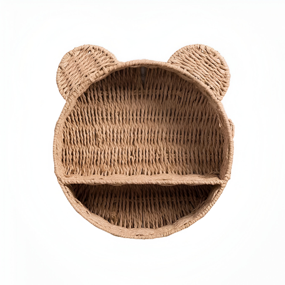 Animal Shape Rattan Wall Shelf Handmade Decorative Storage Display Rack
