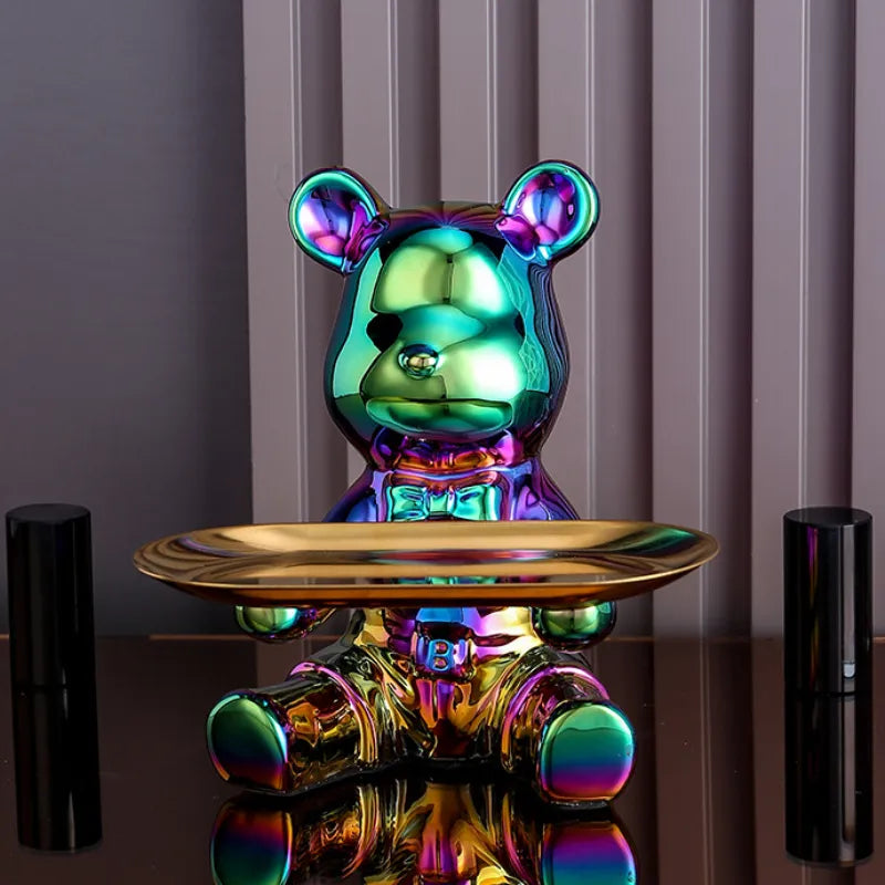 Bear Tray Organizer Decorative Storage Figurine Key Holder Display