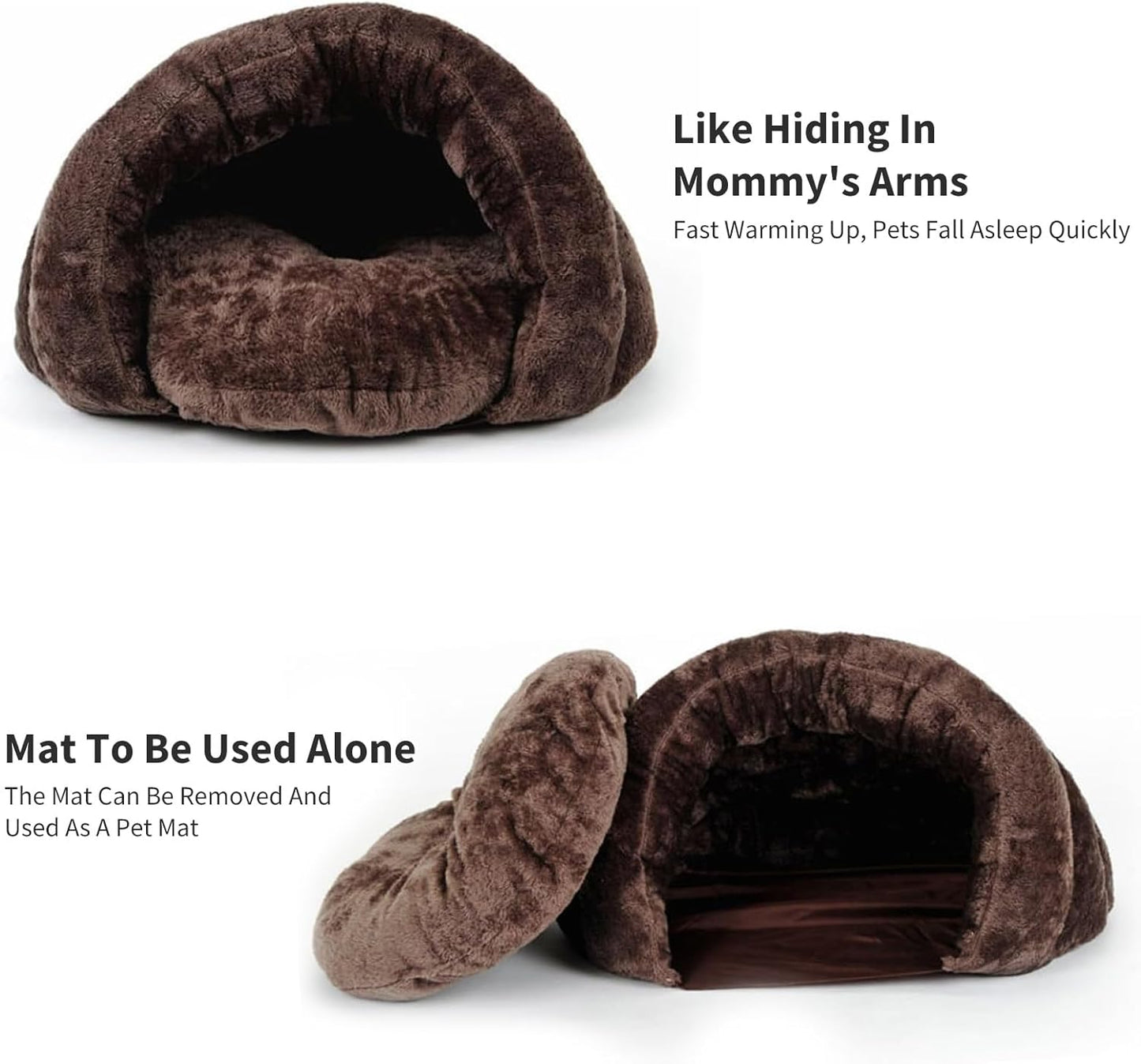 Calming Cave Dog Bed Soft Plush Pet Hideaway Bed