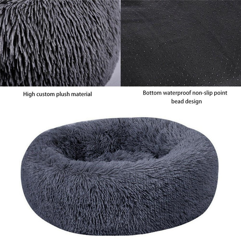 Calming Donut Dog Bed Plush Pet Cushion Nest