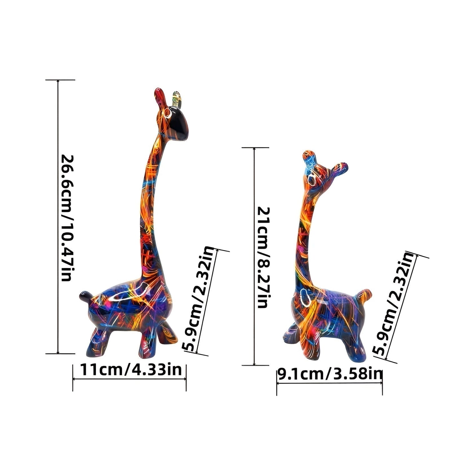 Colorful Giraffe Figurine Modern Resin Animal Décor