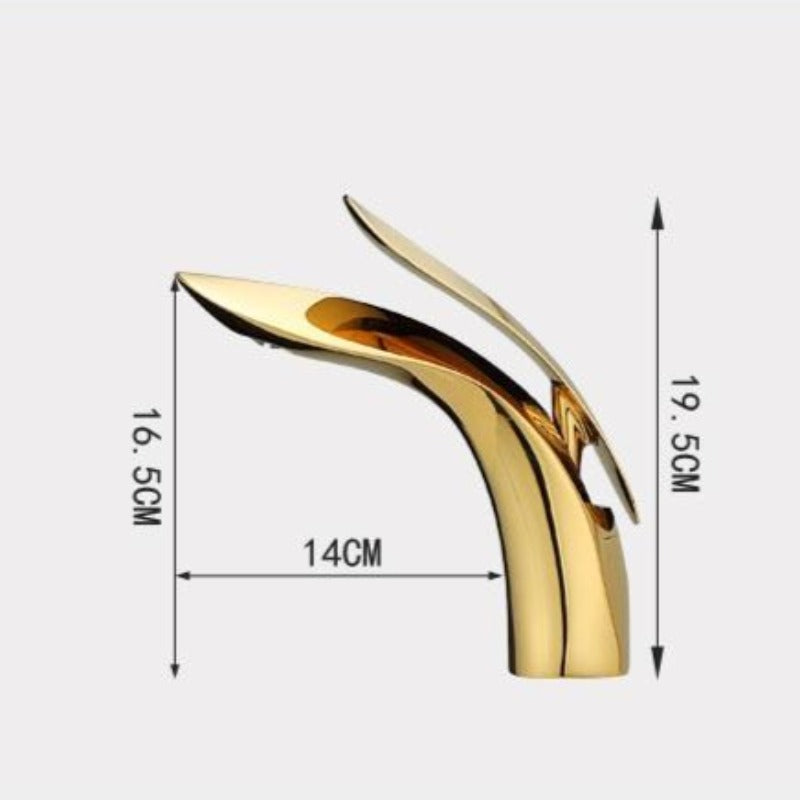 Curved Bathroom Faucet Rose Gold Single Handle Basin Tap