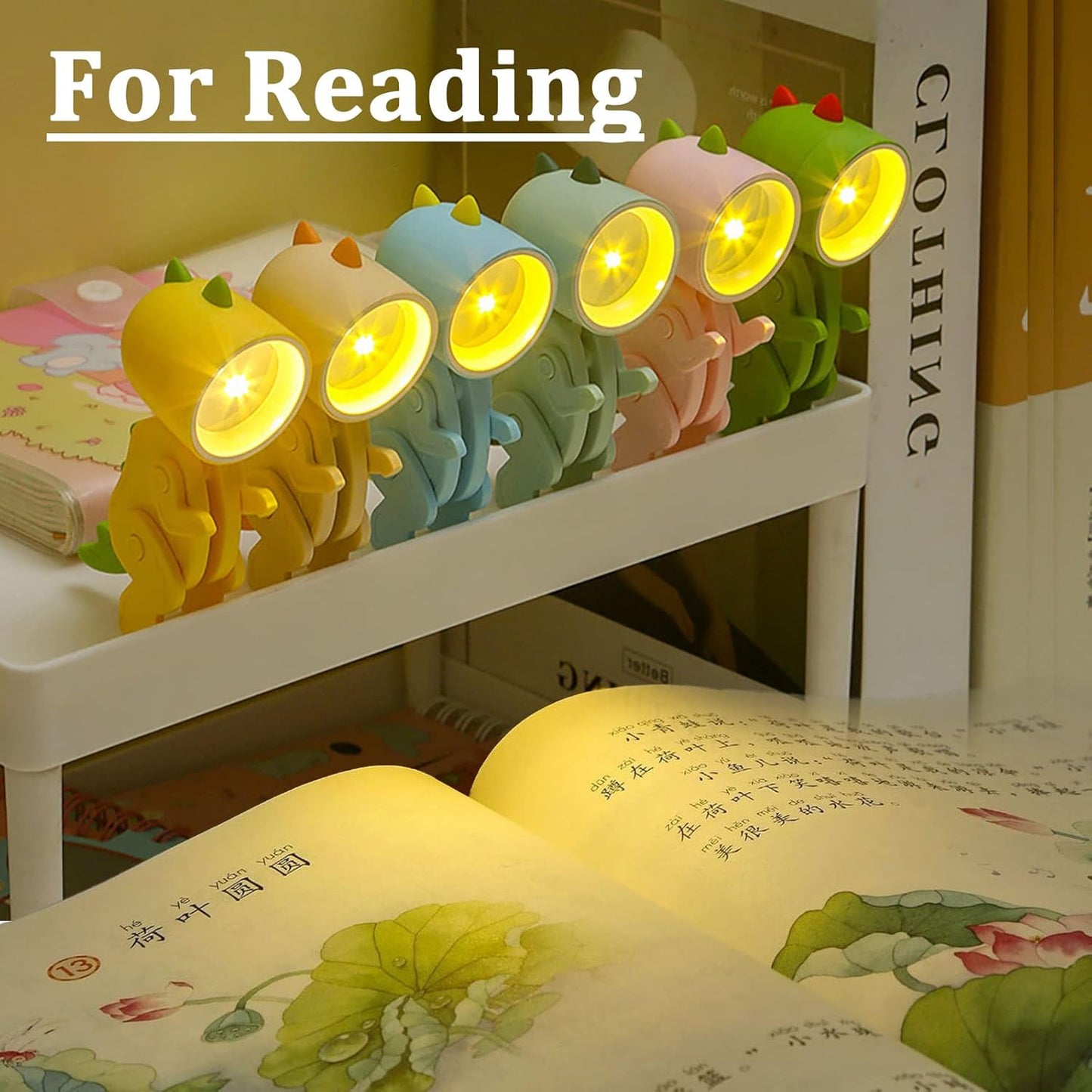Dinosaur Night Light Adjustable Kids Bedside Lamp with Soft Warm Glow