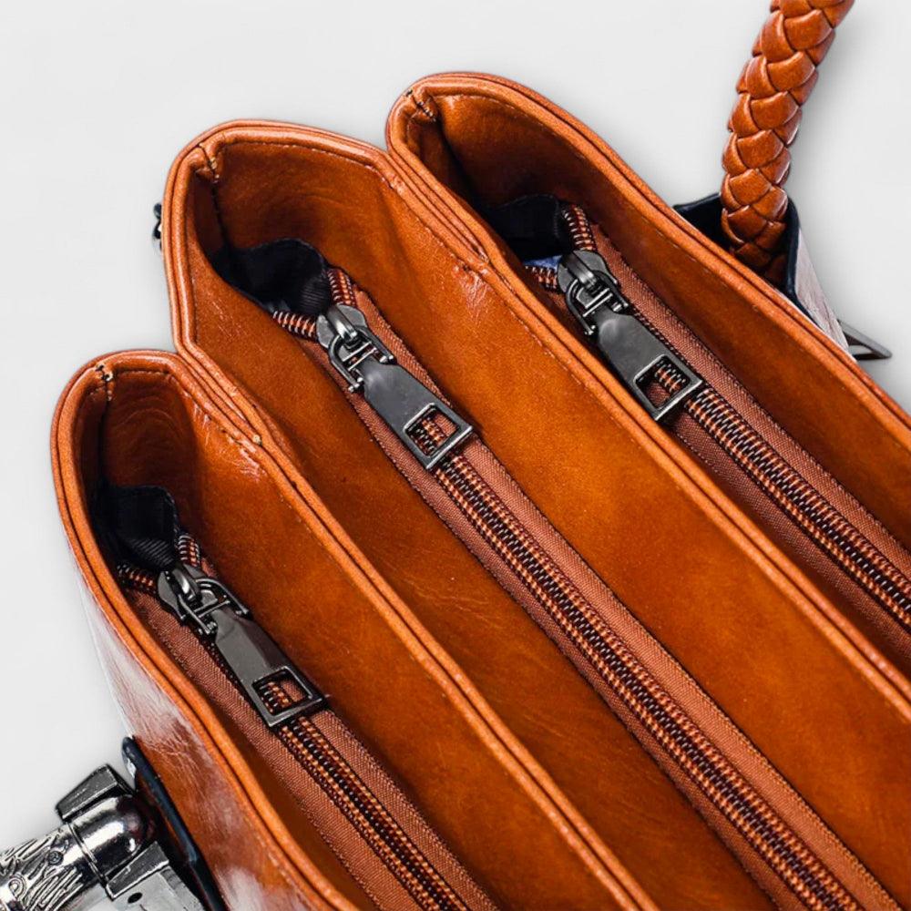 Elegant Leather Duffle Handbag Large Capacity Travel Work Tote Bag
