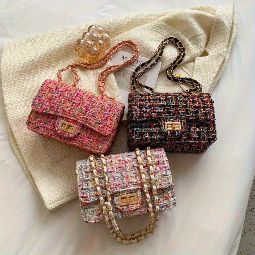 Elegant Tweed Shoulder Bag for Women Everyday Style