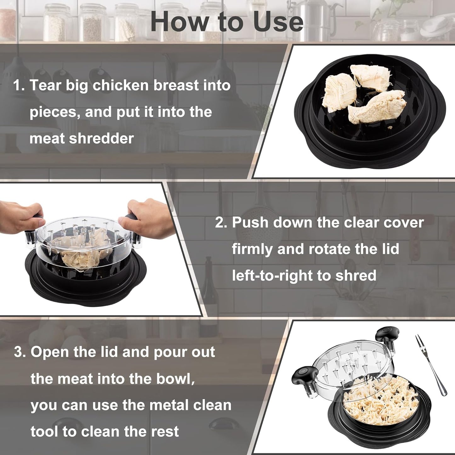 Ergonomic Chicken Shredder Tool for Fast Meat Shredding and Meal Prep