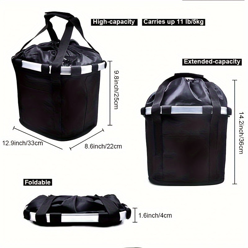 Foldable Bike Basket Large Capacity Bicycle Storage Carrier Bag