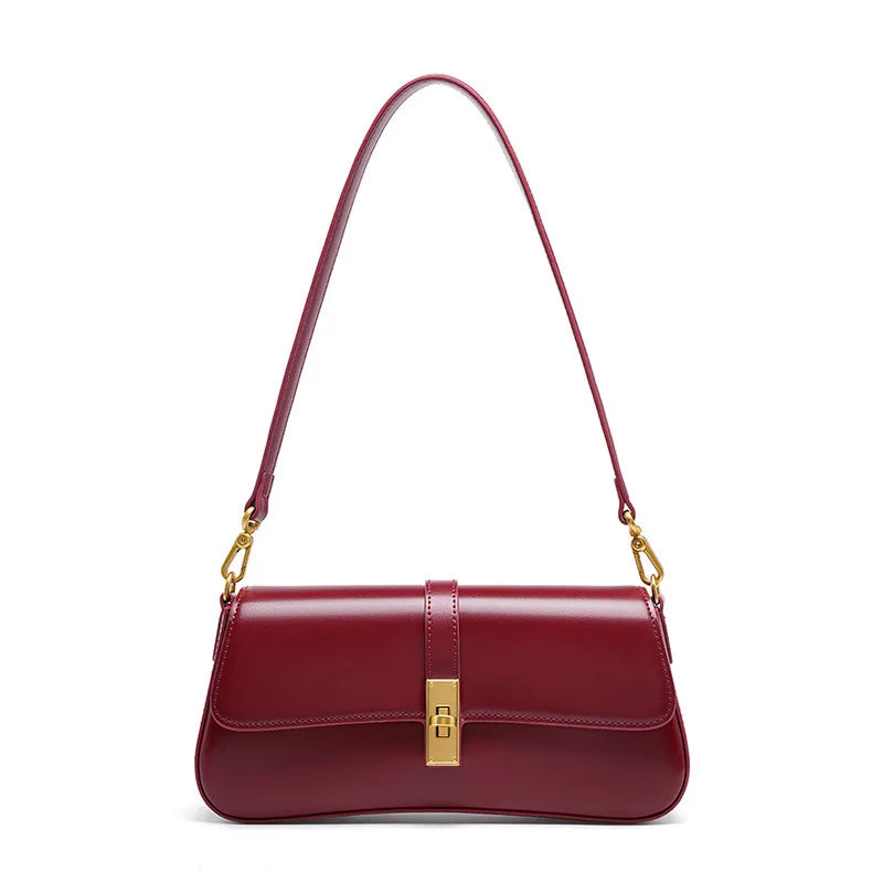 Genuine Cowhide Leather Handbag Women Elegant Shoulder Bag