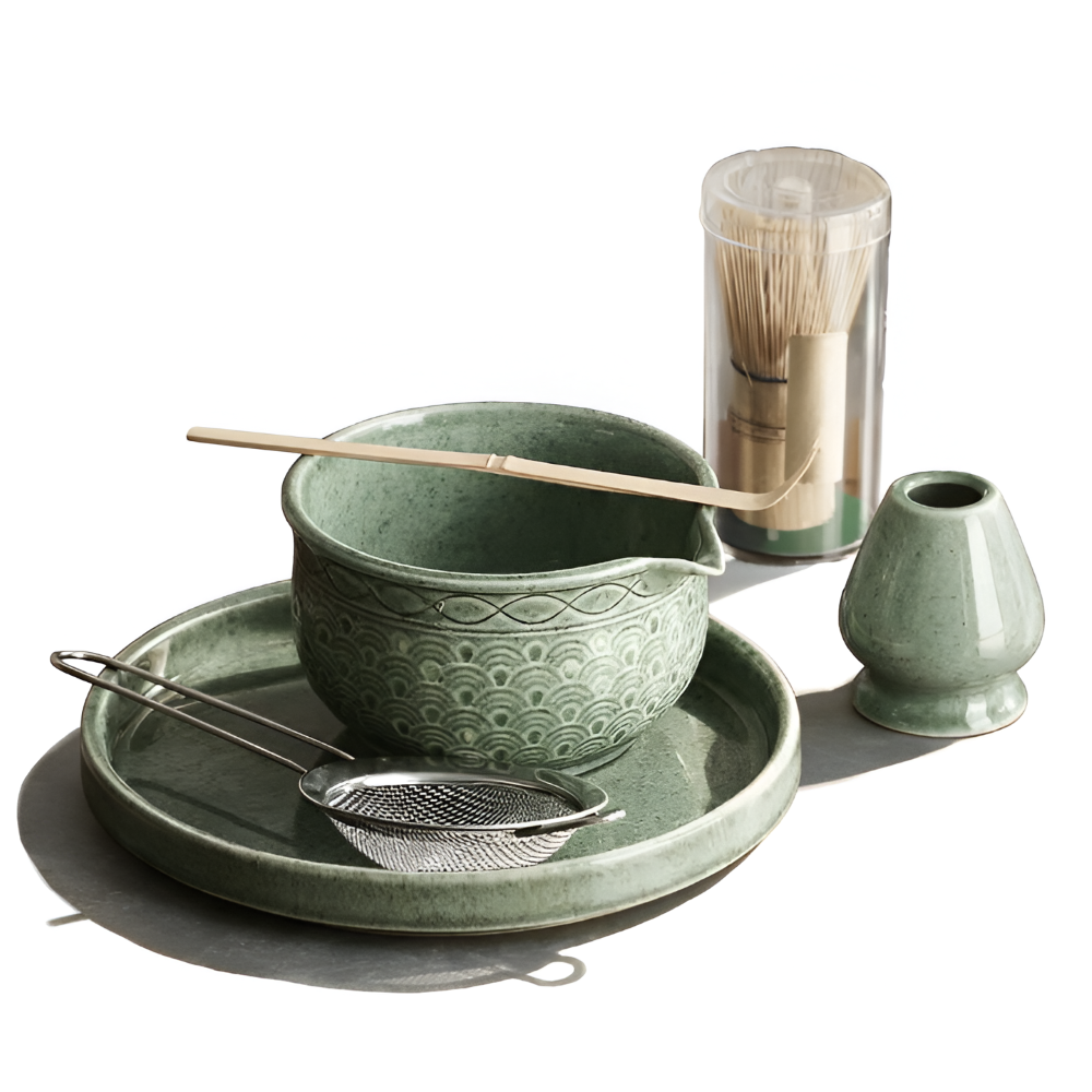 Japanese Matcha Tea Set Ceramic Bamboo Whisk Bowl Kit