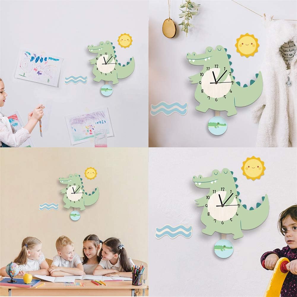 Kids Animal Wall Clock Educational Pendulum Room Decor