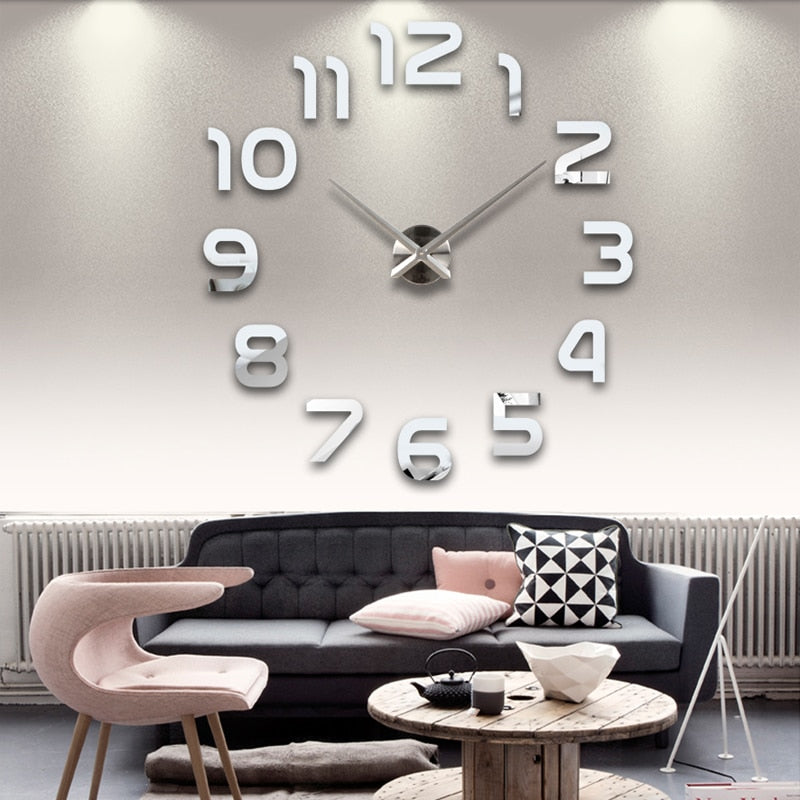 Large Acrylic 3D Wall Clock Modern Decorative Timepiece