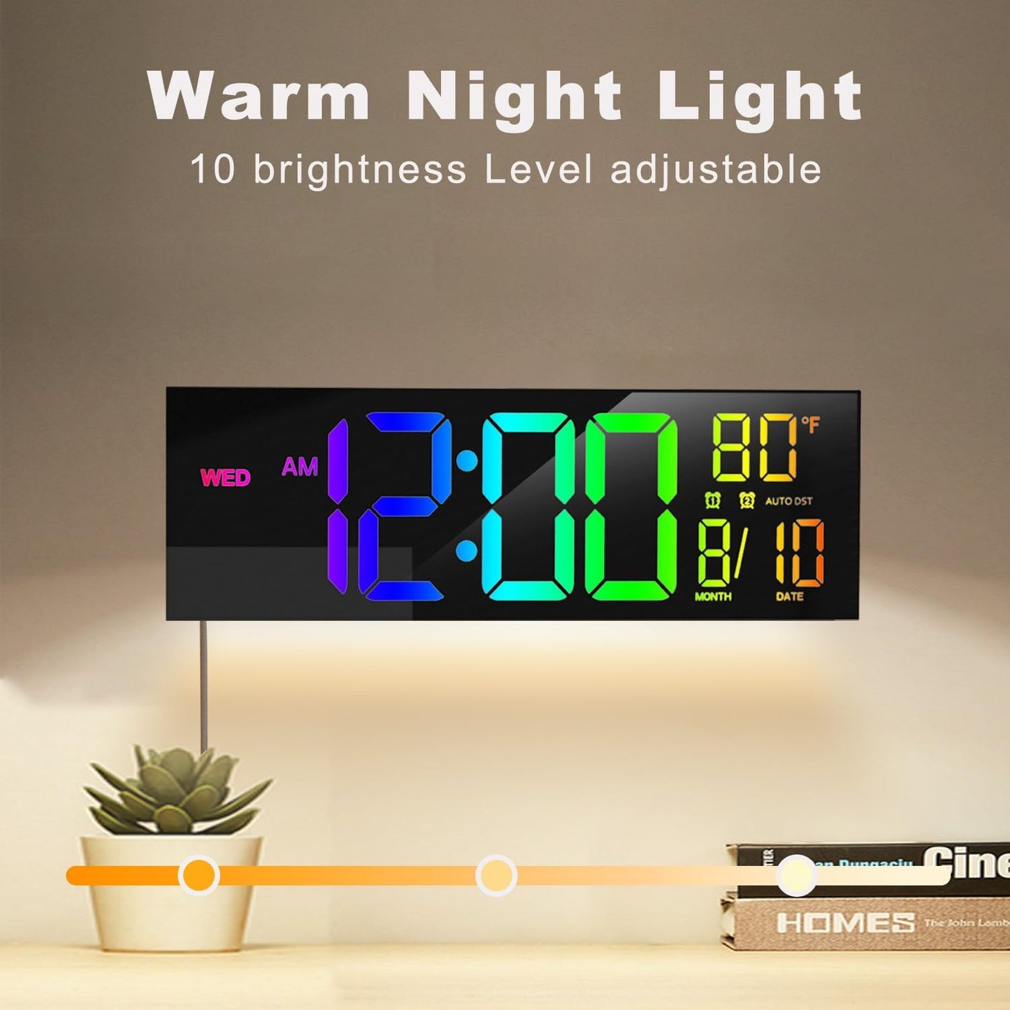 Large LED Digital Wall Clock Remote Control Multi Function Display