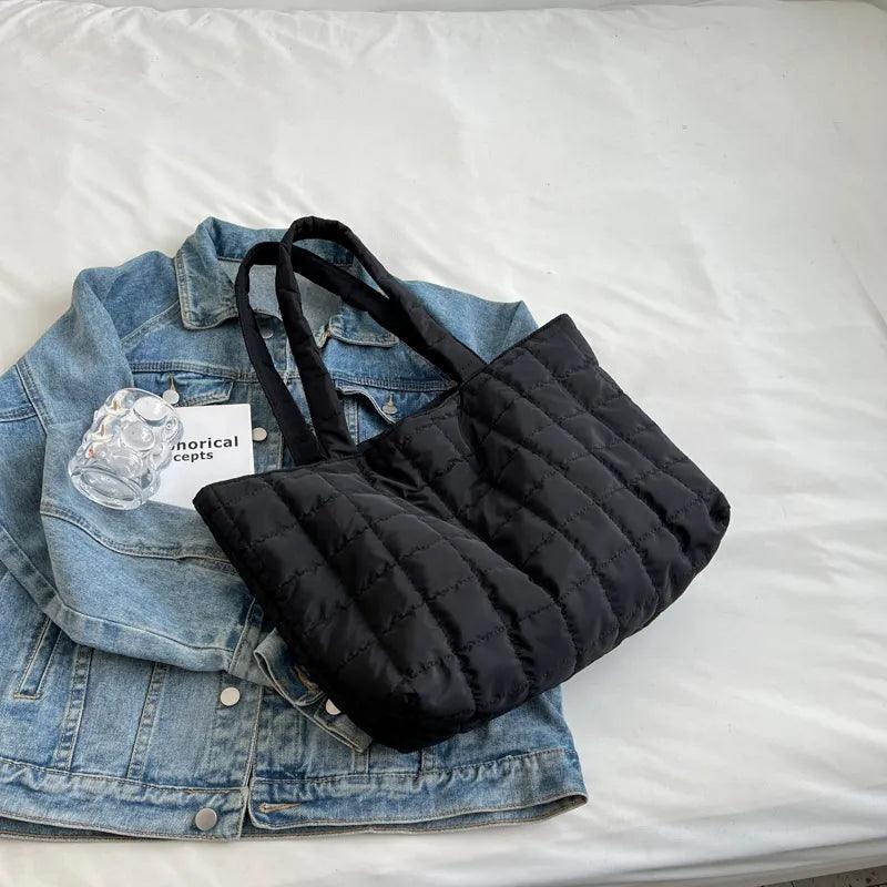 Large Quilted Shoulder Tote Bag Lightweight Winter Handbag