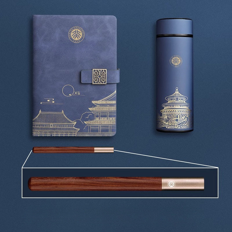 Luxury Gift Set Notebook Thermos Bottle Pen Elegant Office Set
