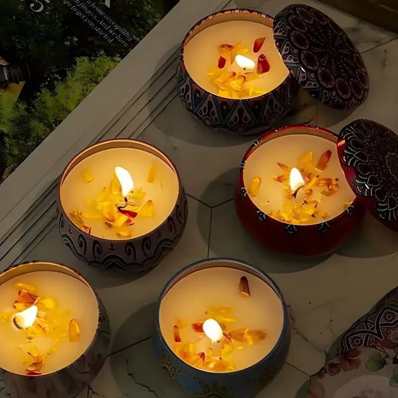 Luxury Scented Candle Gift Set 4 Floral Soy Candles Lavender Rose Jasmine