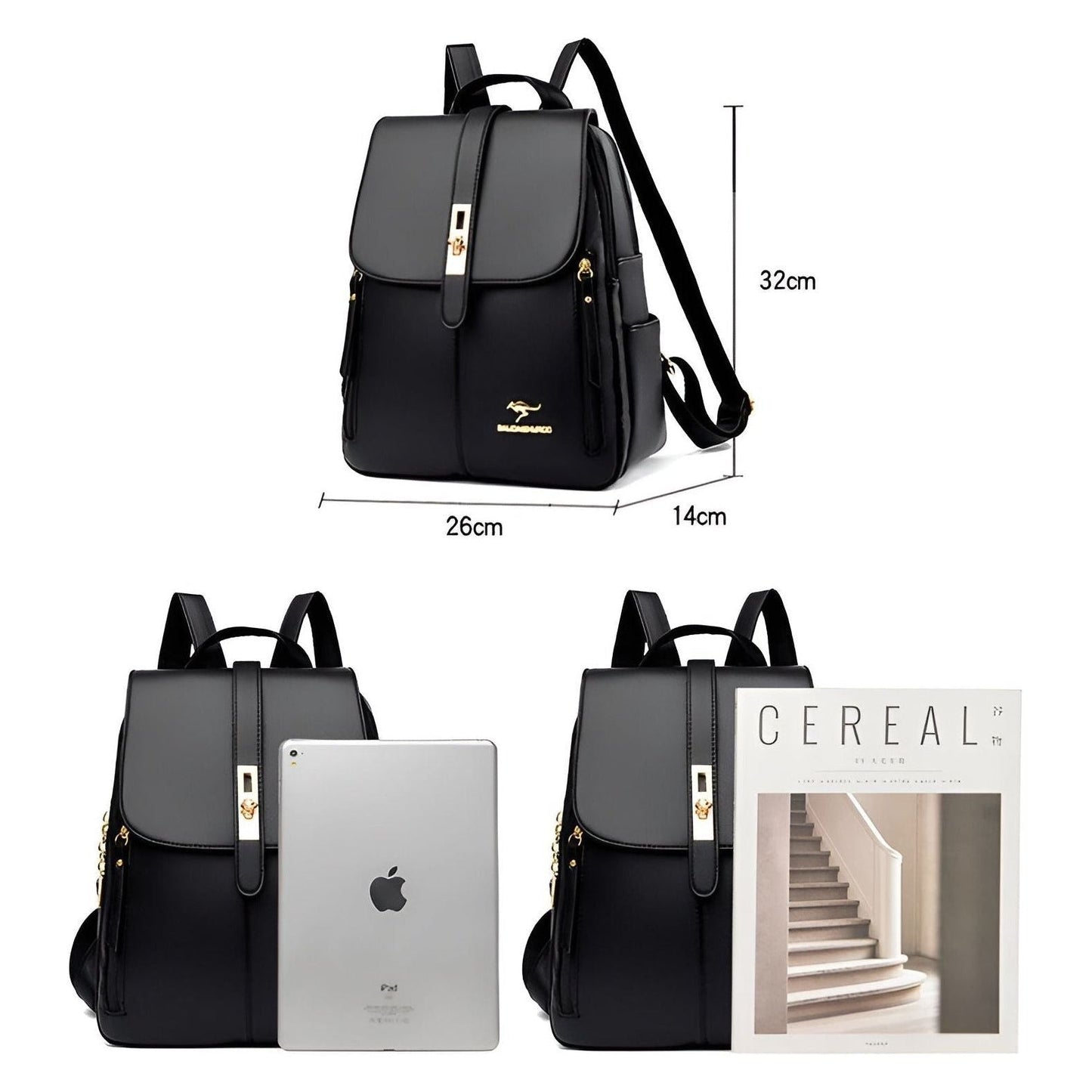 Luxury Women Backpack Waterproof PU Leather Office Travel Bag