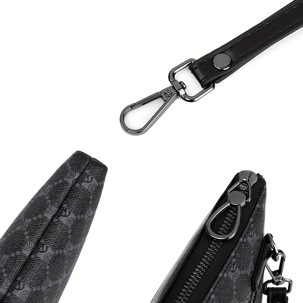 Men's Black PU Leather Clutch Compact Fashion Bag