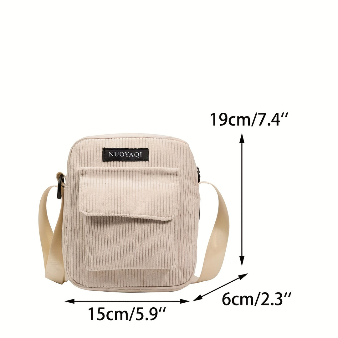 Mens Corduroy Crossbody Bag Multi Pocket Casual Shoulder Bag