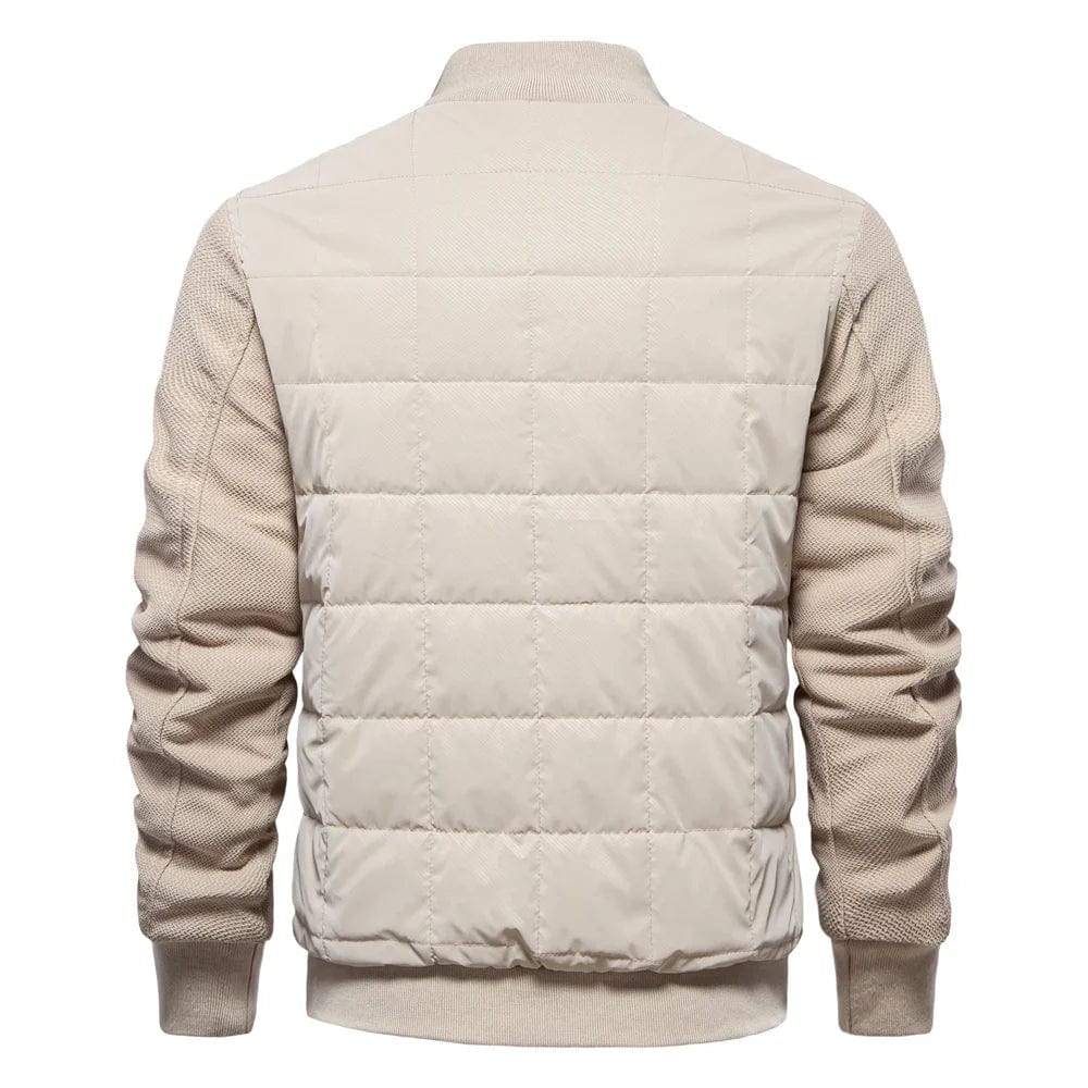 Mens Quilted Winter Jacket Stand Collar Zip Up Coat
