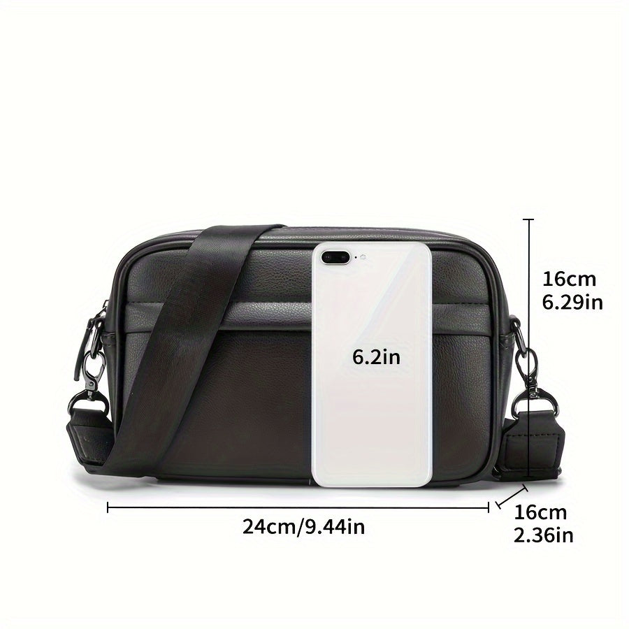 Mens Square Crossbody Bag Adjustable Strap Casual Commuter Bag