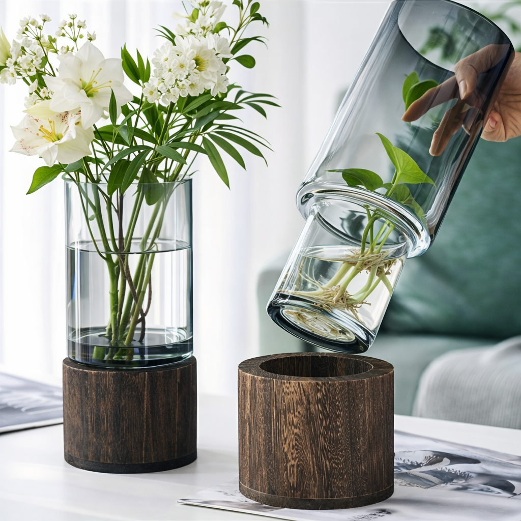 Minimalist Glass Vase Decorative Cylinder Flower Centerpiece
