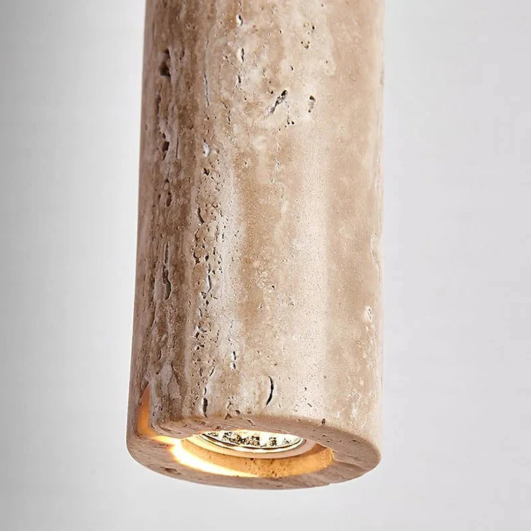 Minimalist Travertine LED Chandelier Wabi-Sabi Style