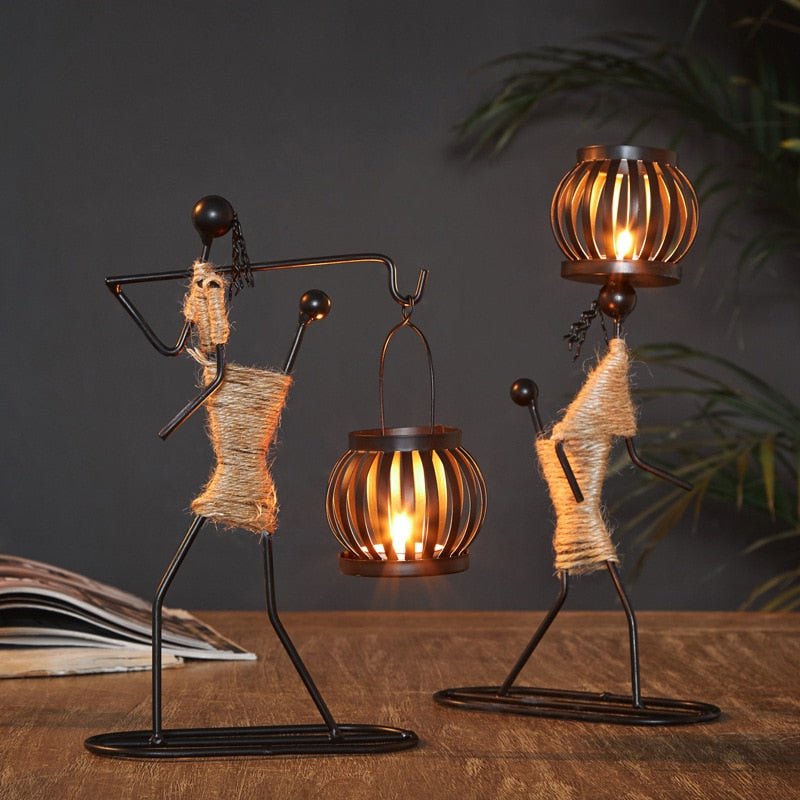 Modern Iron Candle Holder Decorative Table Ornament