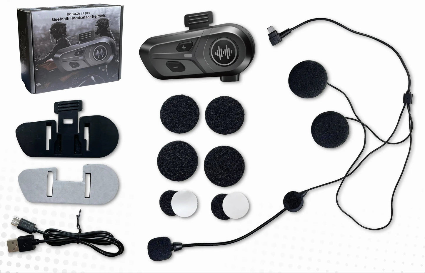 Motorcycle Helmet Bluetooth Headset Wireless Intercom Noise Cancelling Audio