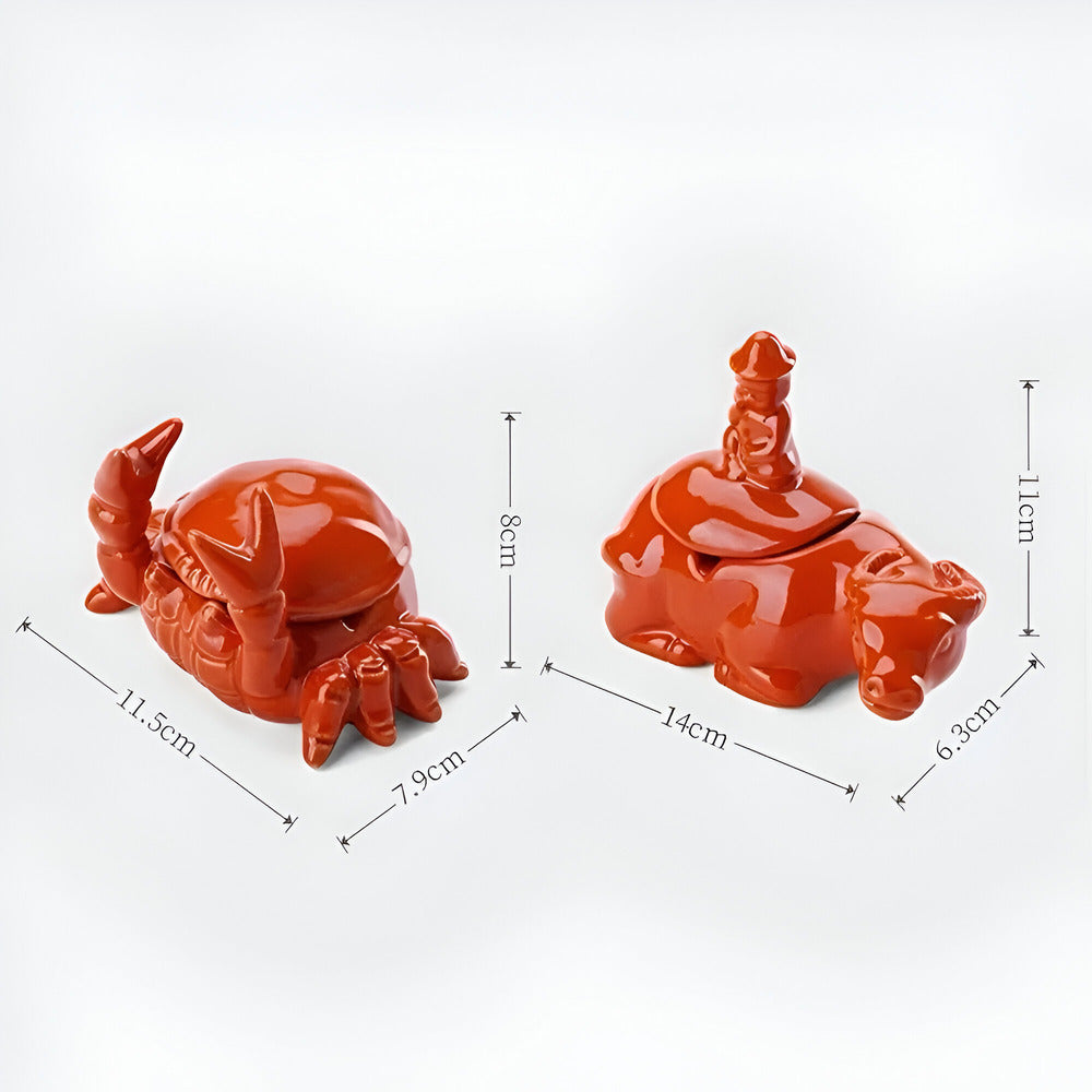 Orange Crab Ceramic Ashtray Decorative Smoking Accessory Artistic Tabletop Ash Holder