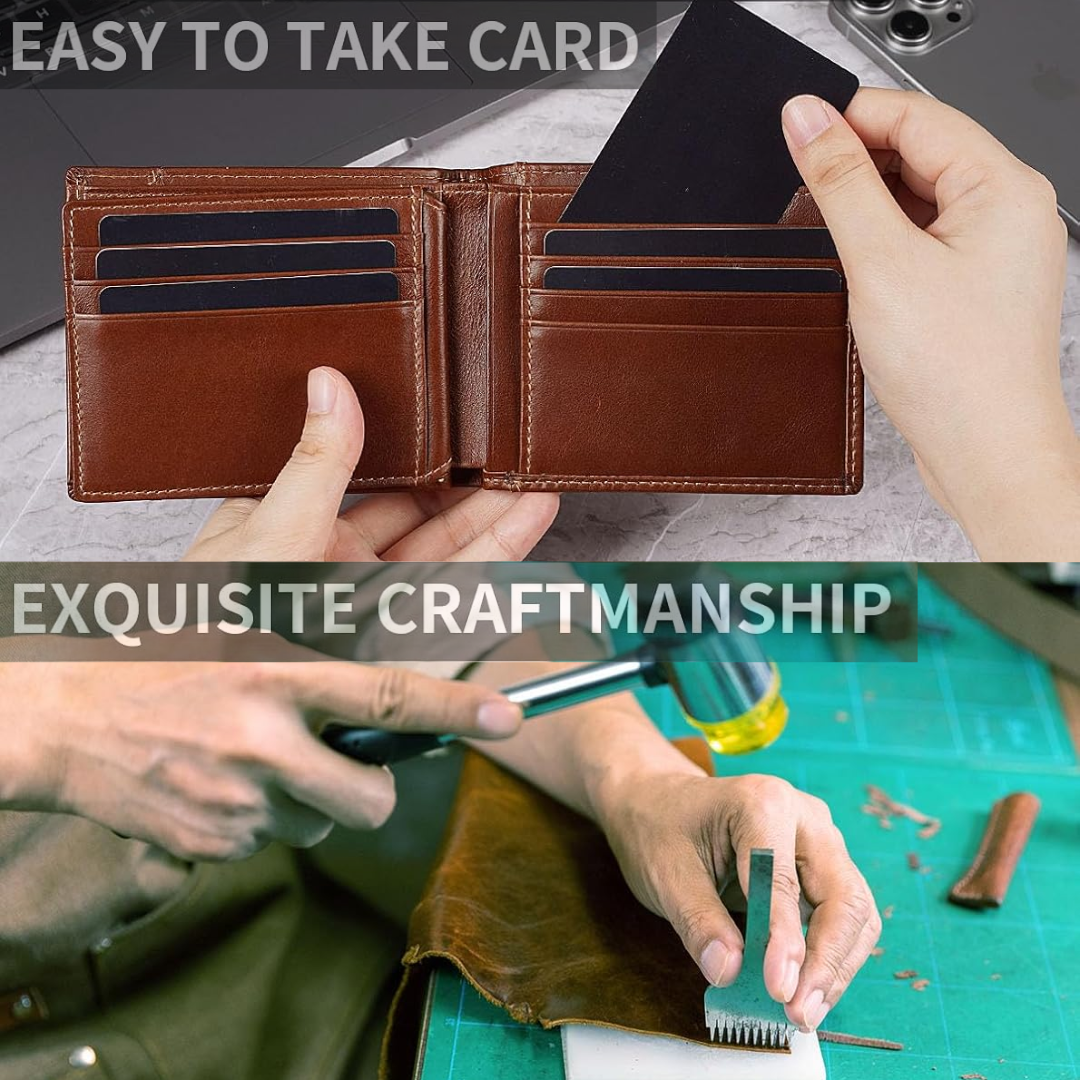 RFID Blocking Leather Bifold Wallet Mens Card Holder Cash Wallet
