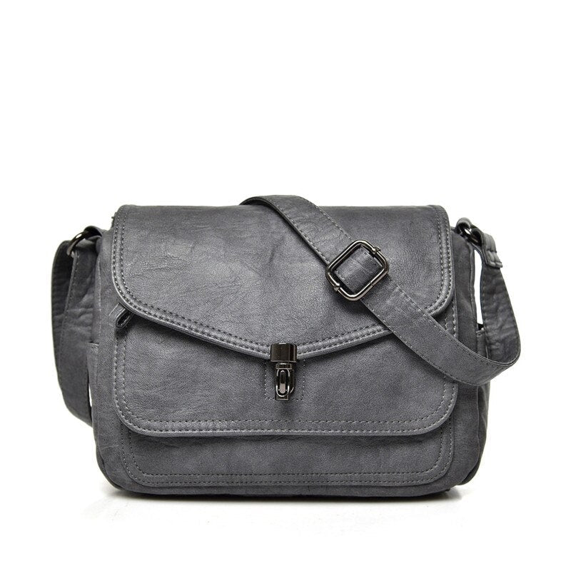 Retro Vegan Leather Crossbody Shoulder Bag