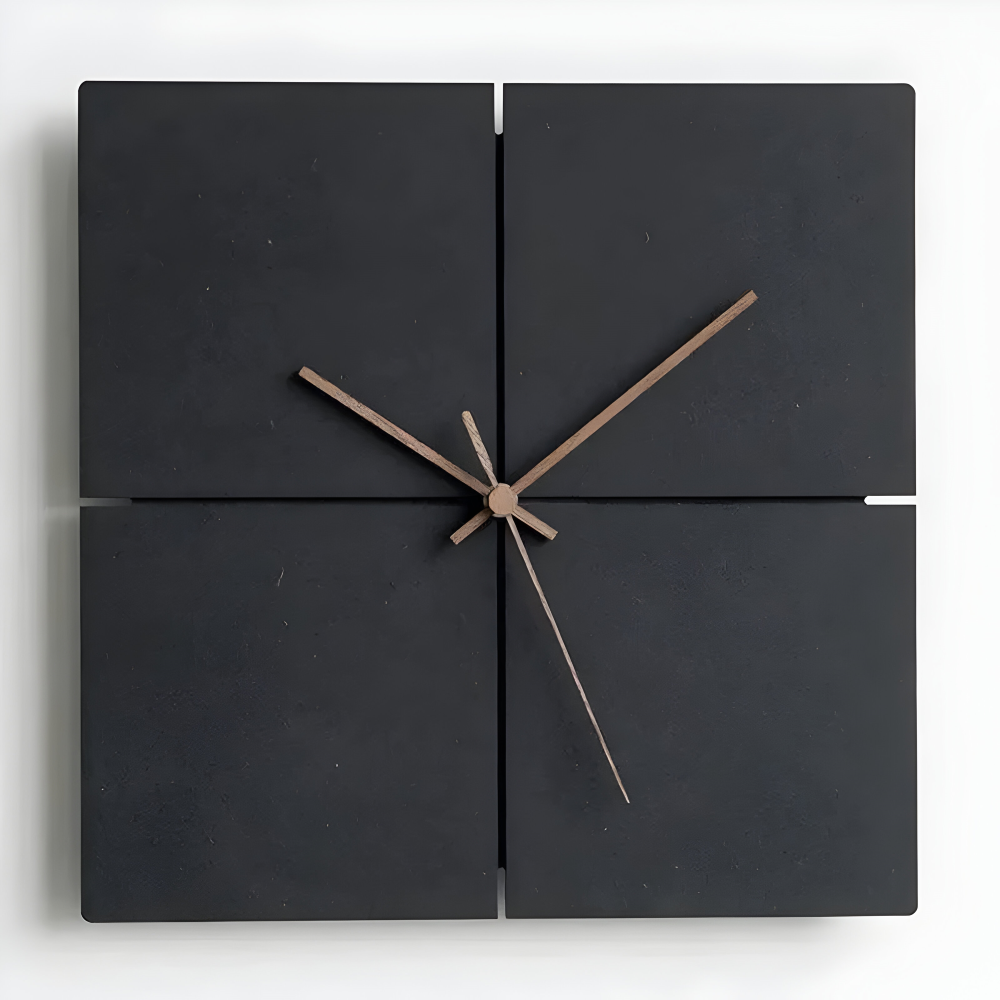 Scandinavian Black Wall Clock Modern Silent Round Square Design