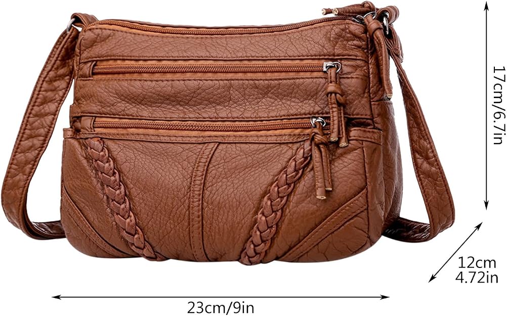 Soft Leather Crossbody Bag for Women with Flap Closure