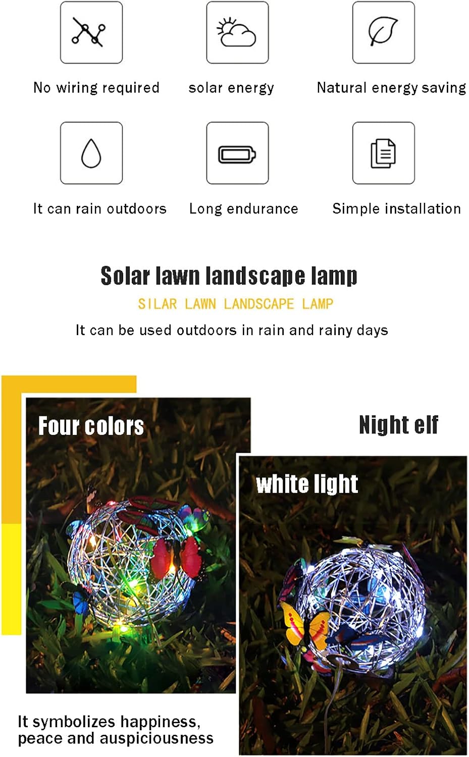 Solar LED Garden Butterfly Lights Outdoor Waterproof Decorative Lighting