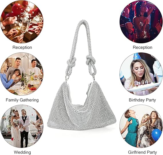Sylvie Evening Bag Elegant Crystal Clutch with Shoulder Strap