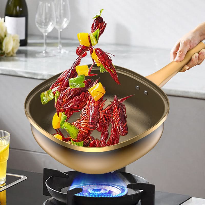 Titanium Non Stick Frying Pan With Steamer Basket Glass Lid 30cm
