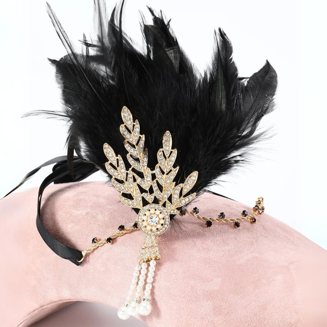 Vintage Feather Headband Flapper Style Party Hair Accessory