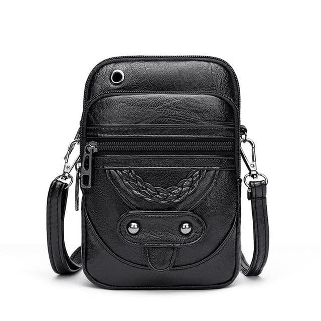 Vintage Leather Shoulder Bag Womens Compact Crossbody Handbag