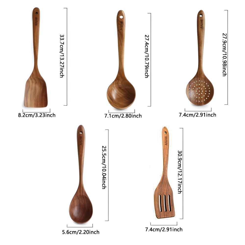 Walnut Wood Kitchen Utensil Set Cooking Spoon Spatula Collection
