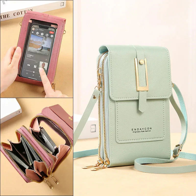 Women Phone Crossbody Bag PU Leather Mini Shoulder Bag