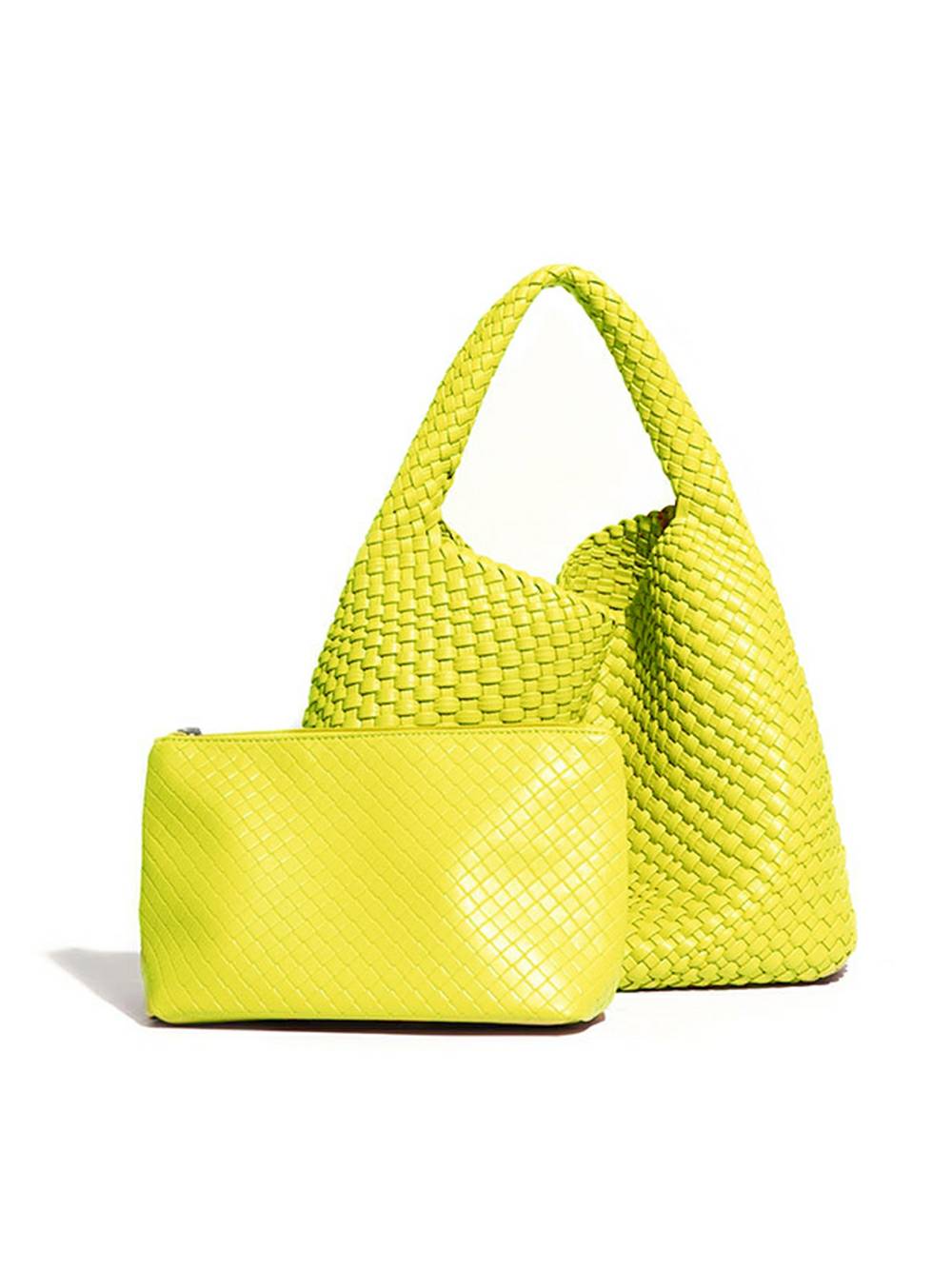 Woven Vegan Leather Shoulder Bag Chic Everyday Tote Handbag