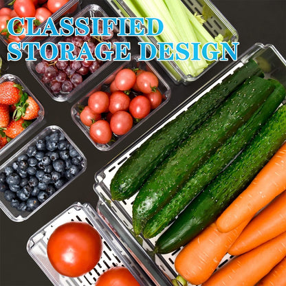 10-Piece Stackable Fridge Organizer Set with Lids for Food Storage