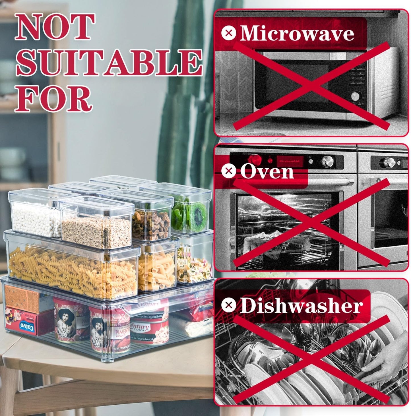 10-Piece Stackable Fridge Organizer Set with Lids for Food Storage