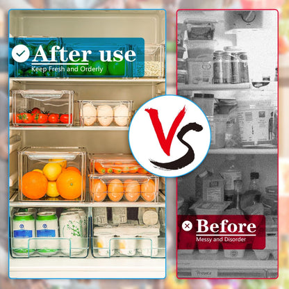 10-Piece Stackable Fridge Organizer Set with Lids for Food Storage