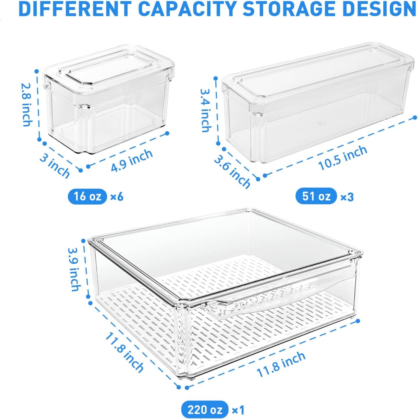 10-Piece Stackable Fridge Organizer Set with Lids for Food Storage