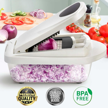 10 in 1 Vegetable Chopper with 8 Interchangeable Blades Container