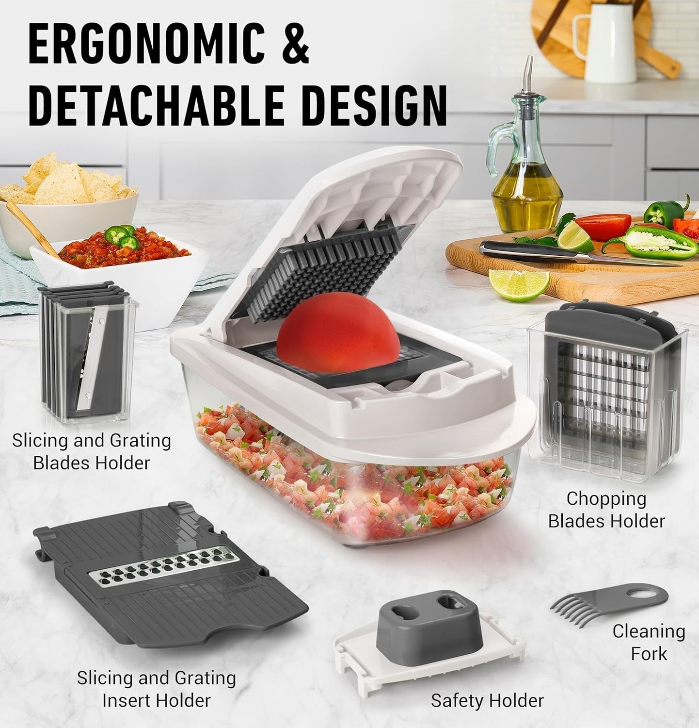 10 in 1 Vegetable Chopper with 8 Interchangeable Blades Container