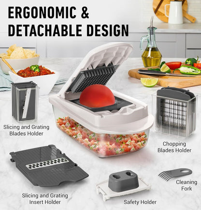 10 in 1 Vegetable Chopper with 8 Interchangeable Blades Container