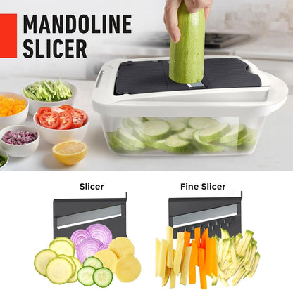 10 in 1 Vegetable Chopper with 8 Interchangeable Blades Container